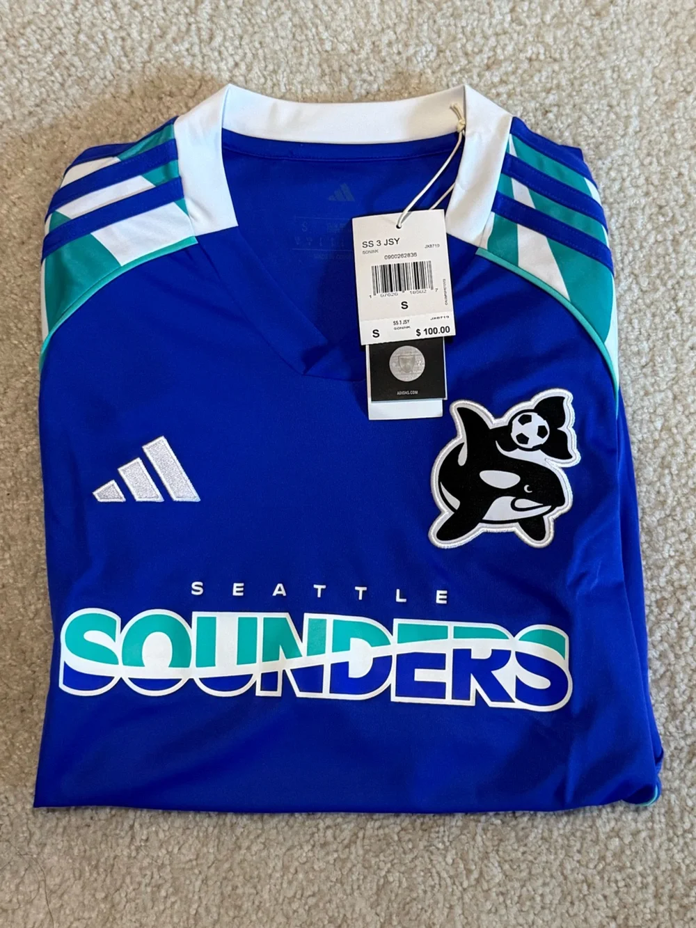 Authentic Adidas Retro MLS Seattle Sounders Orca Soccer Jersey